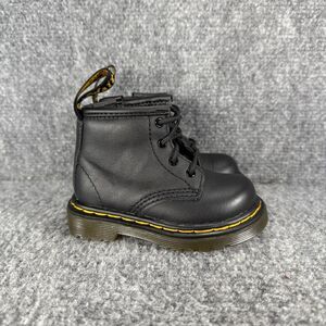 Dr. Martens Kids Black Boots with Yellow Stitching